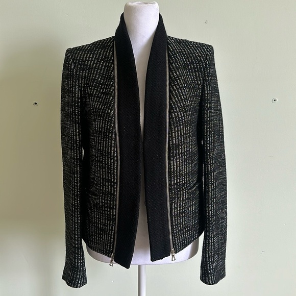 Sandro Jackets & Blazers - SANDRO Black & Silver Tweed Jacket Size 38 FR NWT